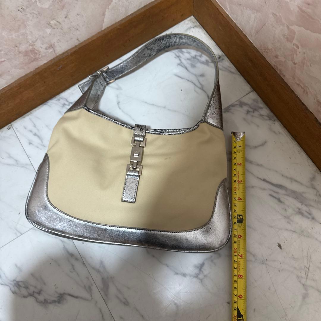 GUCCI ジャッキー ショルダーバッグ ベージュ/シルバー