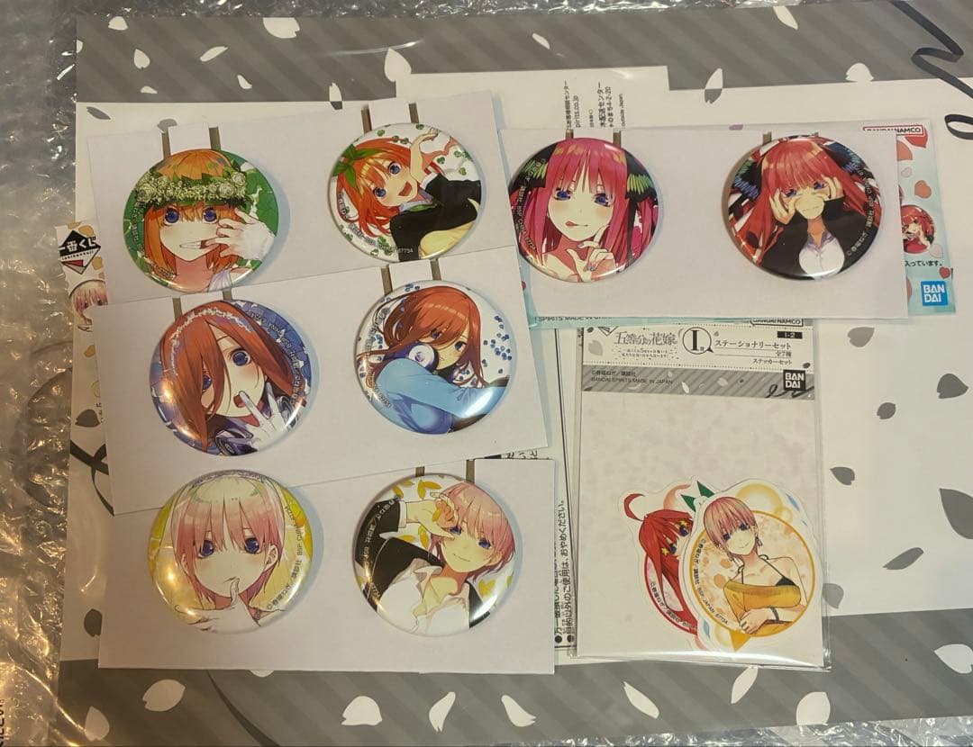 五等分の花嫁 一番くじ 中野三玖 中野ニ乃 中野一花 缶バッジ j賞 i賞