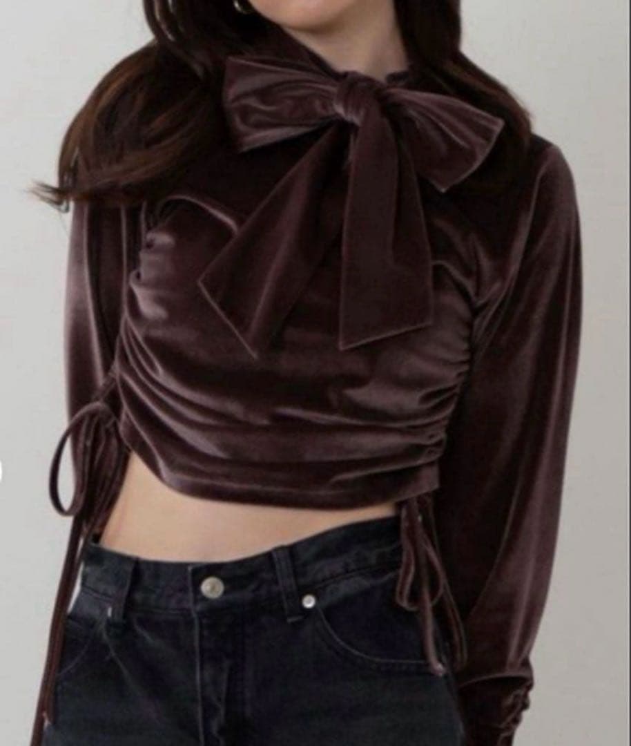 【senee】 ribbon velour tops Thin Velvet With Metallic Back Wired Ribbon