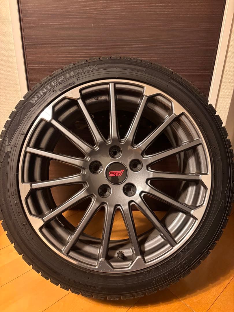【トト】スバル純正 STIホイール 18インチ + スタッドレスタイヤ① 美品】スバル レガシィ STI 純正 18in 7.5J +55 PCD100 ミシュラン X
