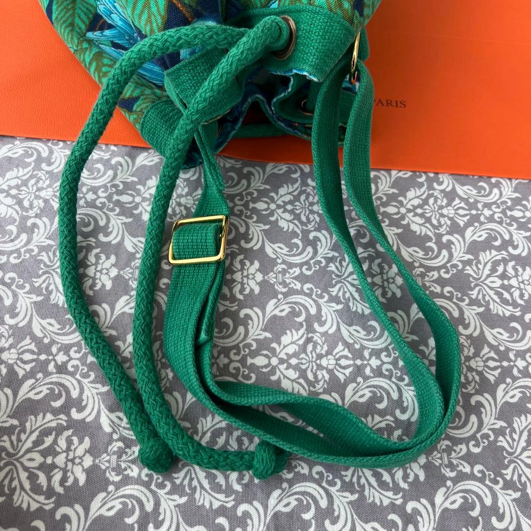 HERMES エルメス ボタニカル 巾着 バッグ ショルダー リゾート 花柄