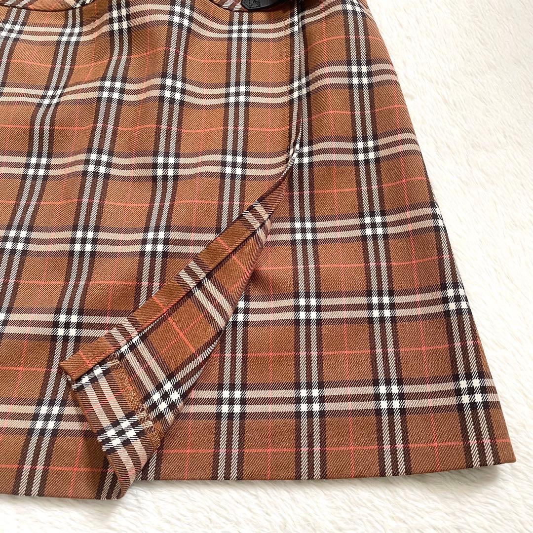 美品《バーバリーブルーレーベル》ドッキングワンピース ノバチェック ブラウン