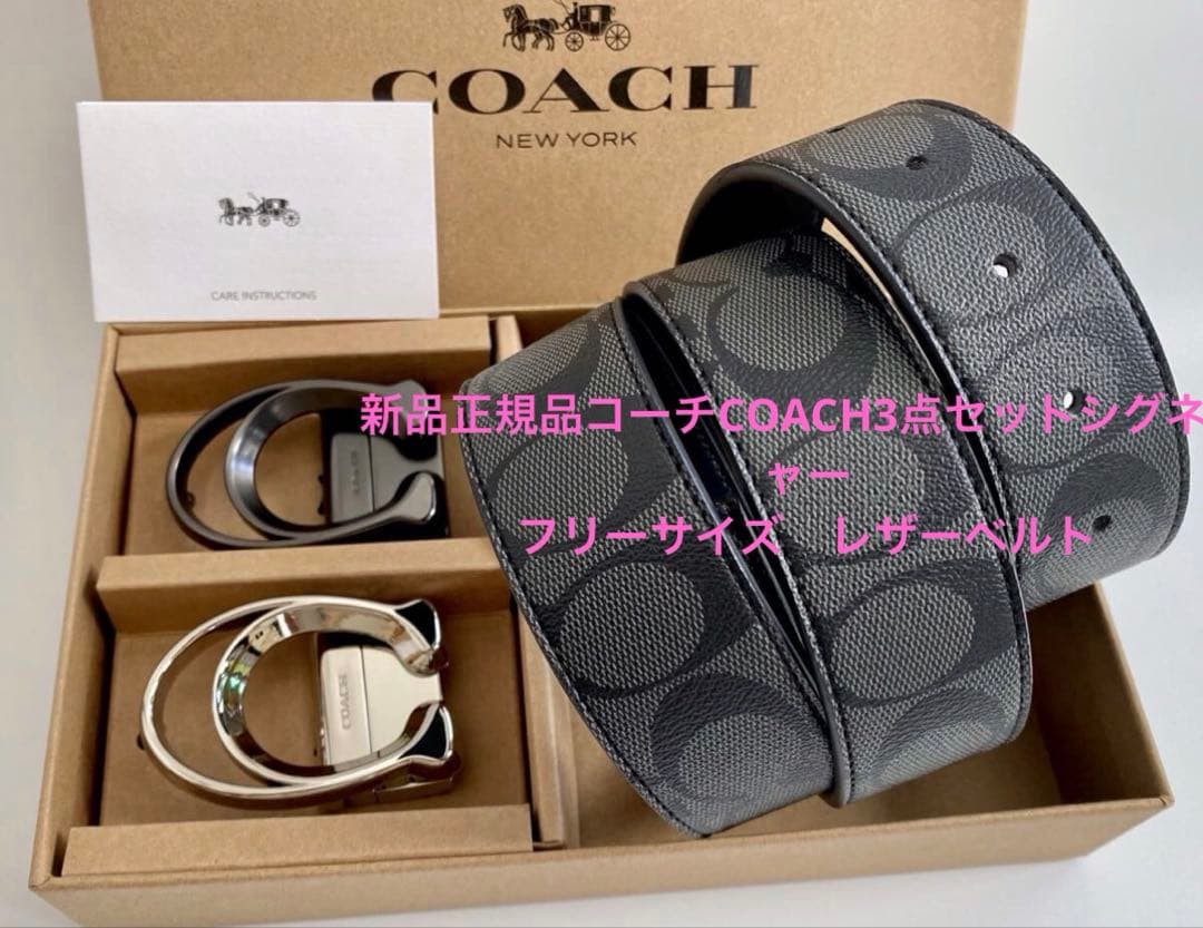 新品正規品コーチCOACH3点セットシグネチャーフリーサイズ レザー