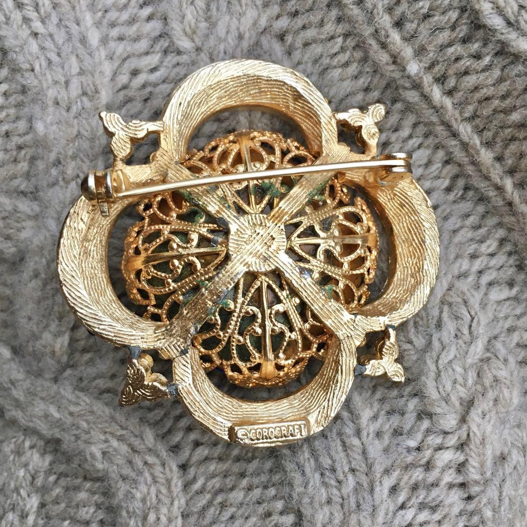 ココ様☆#4312 COROCRAFT ヴィンテージ ブローチ ツートン ブルー