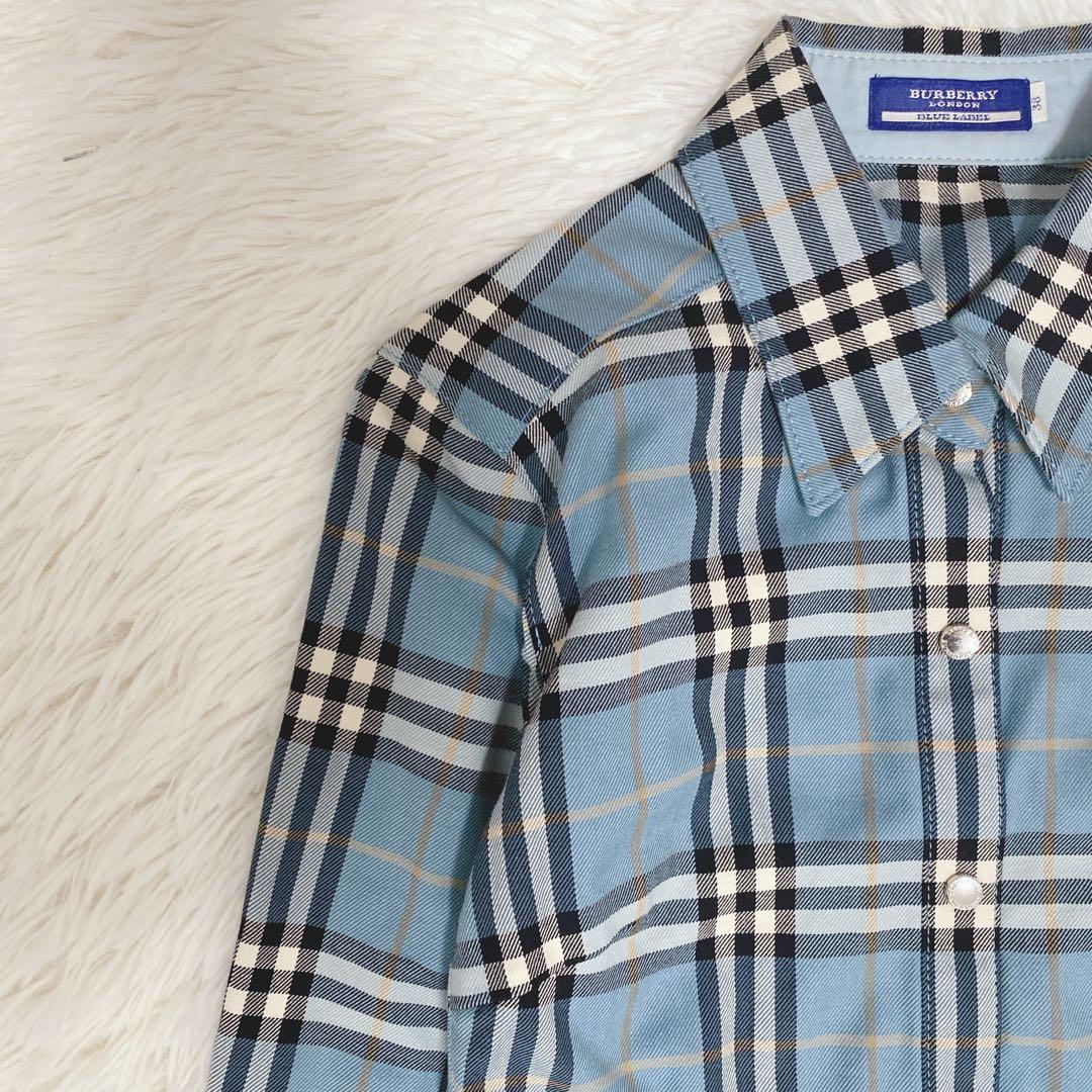 希少美品 バーバリーブルーレーベル ノバチェック シャツワンピース