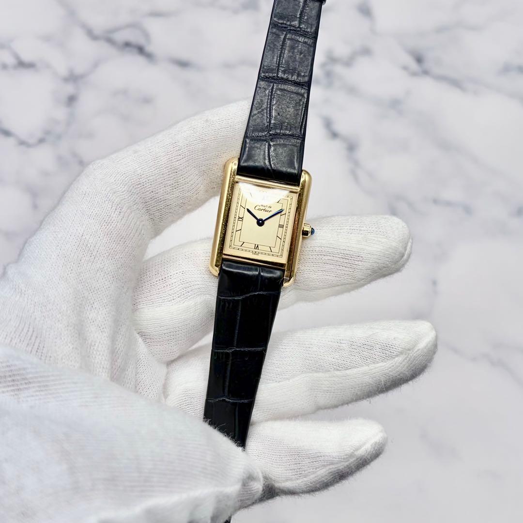 OH済／極美】カルティエ マストタンク SM ヴェルメイユ 最高級クロコダイル