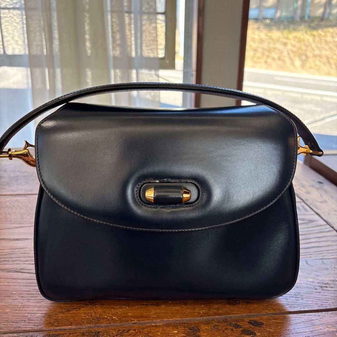 オールドグッチ　ハンドバック GUCCI グッチ レディロック カデナ ハンドバッグ ネイビー vintage
