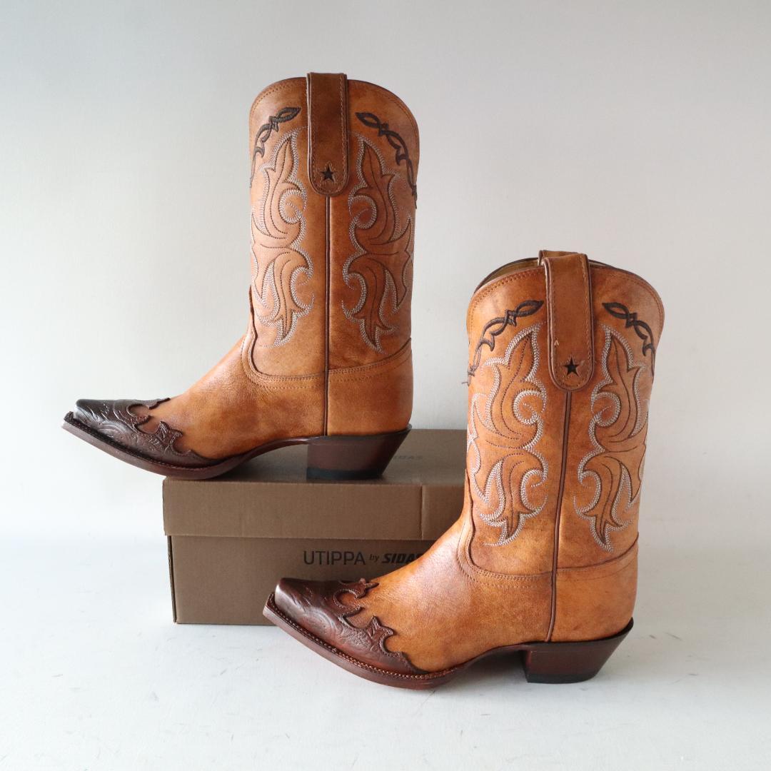 新品タグ付トニーラマVF6003本革ウエスタンブーツ 7.5B 24.5cm相当