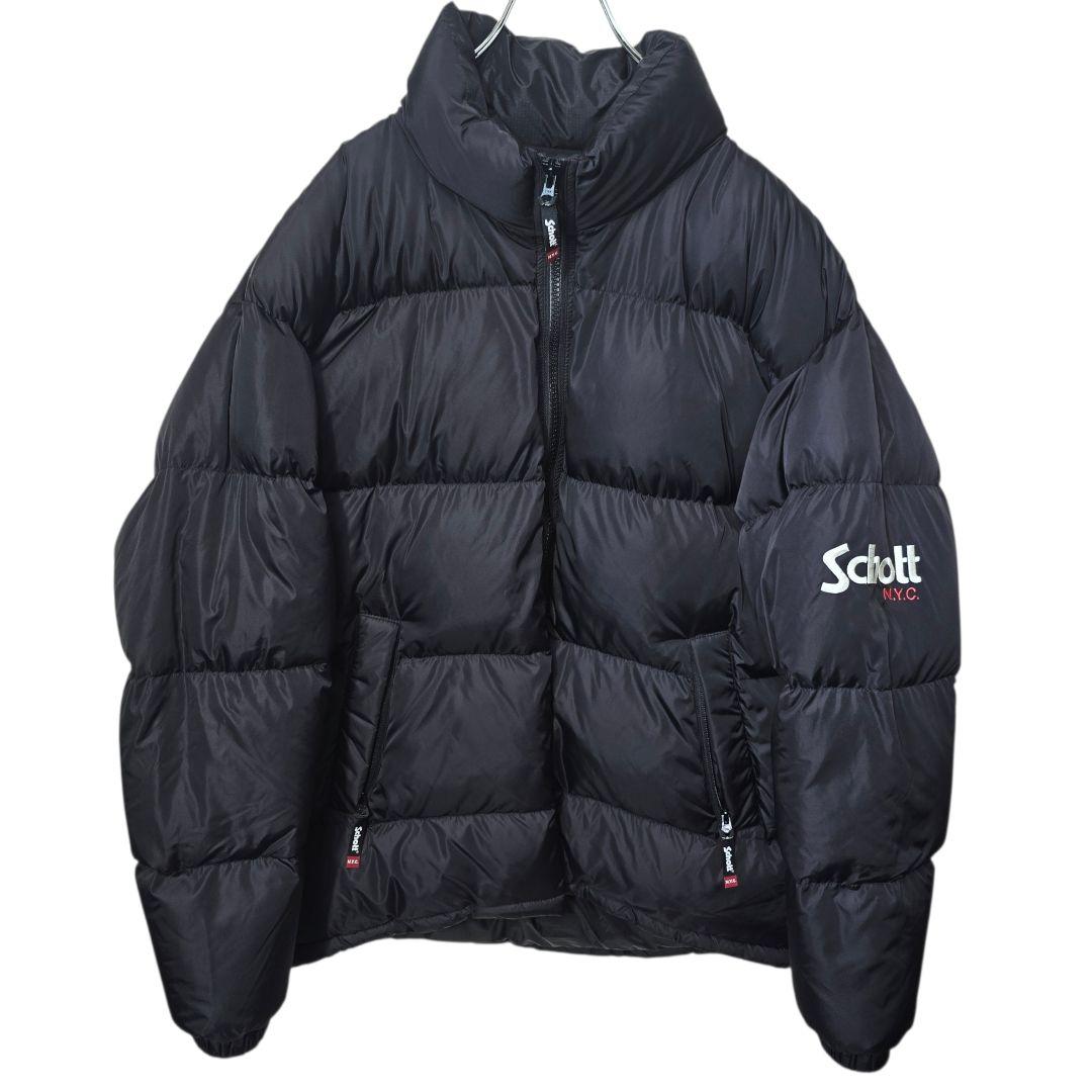 Schott ショット ダウンジャケット ロゴ刺繍 ブラック XL - メルカリ
