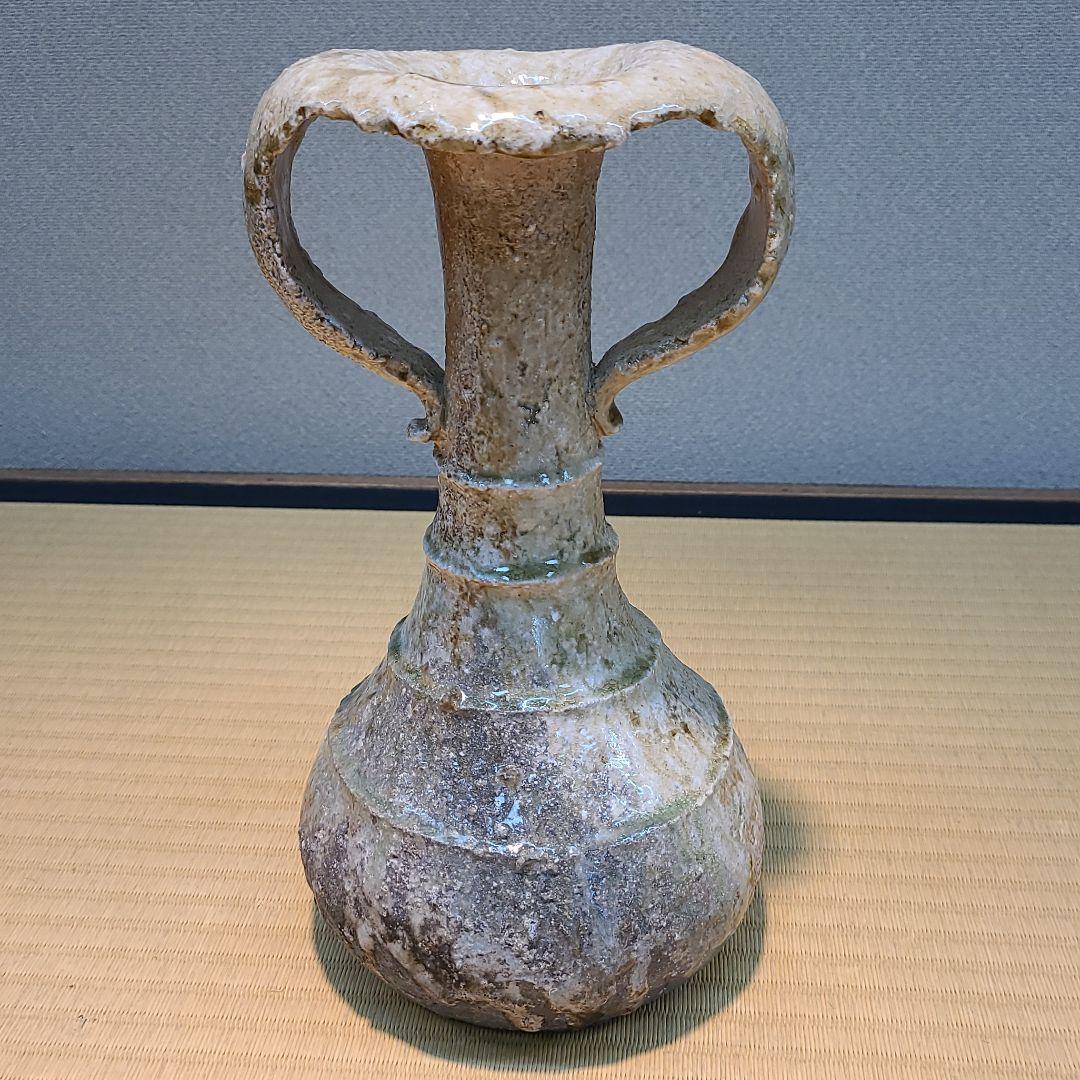 信楽焼 加藤隆彦作 花入 高さ9寸（約27cm） 共箱 本物保証 茶道具/花生） 瀬戸 赤津焼 織部下蕪花入 長谷元窯 加藤景陶作 紙箱