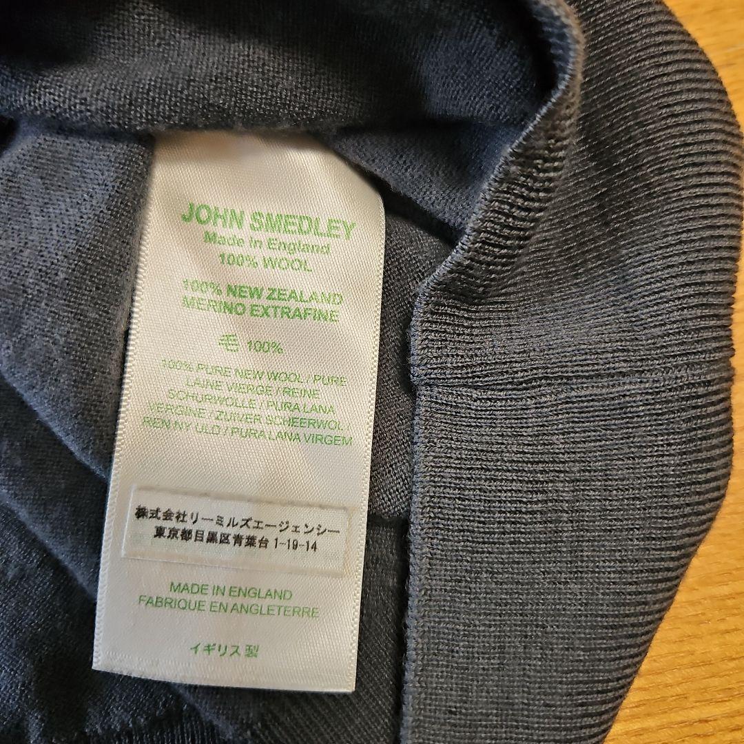 新品に近い】ジョンスメドレー クルーネックニットM ブルーグレー 定価