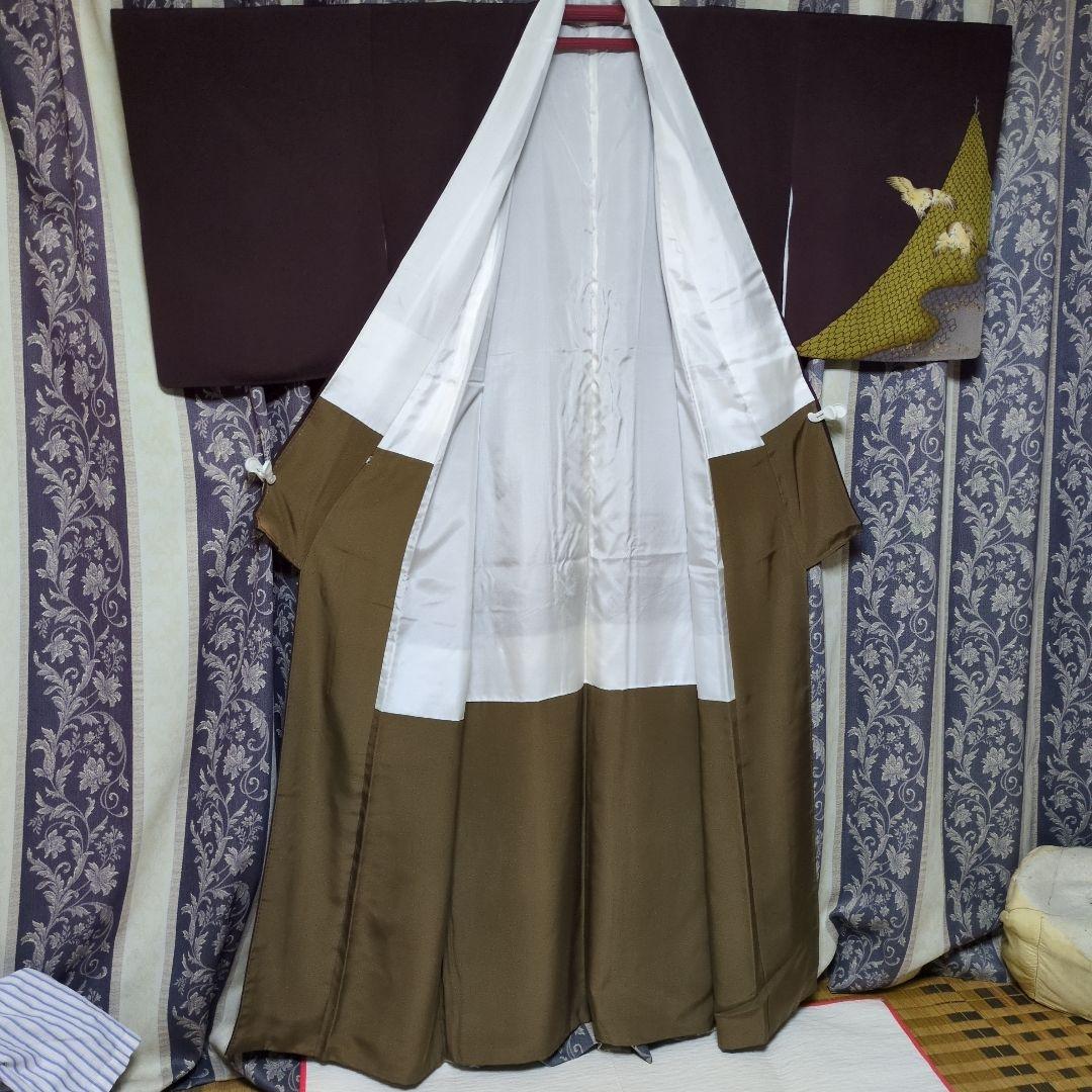 花井幸子丹後縮緬 可愛い雀刺繍パールトーン加工あり 帯締も作家物 2