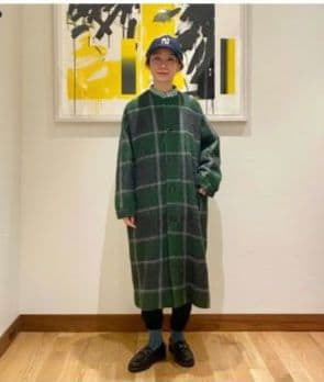 BEAMS BOY スライバー タータンチェック ノーカラーコート - メルカリ