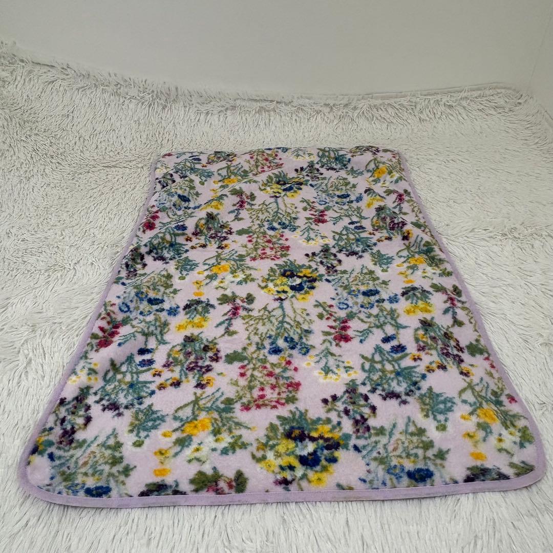 美品 フェイラー ブランケット 花柄 紫 パープル 綿 シュニール織り