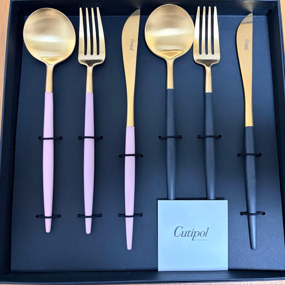 クチポール/GOA カトラリーセット６本(ピンク×ゴールド/ブラック×ゴールド) GOA / 6本セット［クチポール］