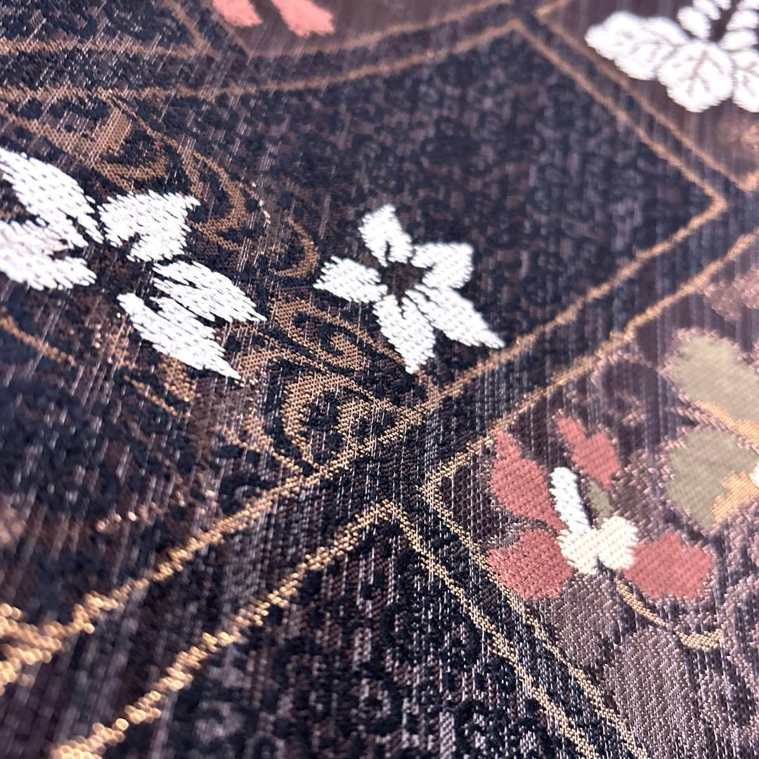 正絹　袋帯《短冊　小花》