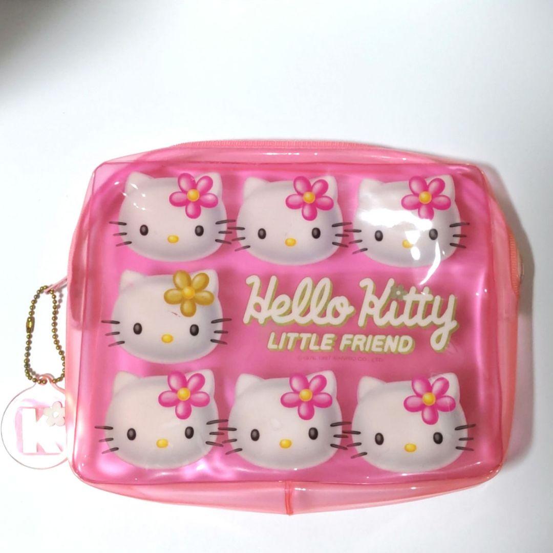 平成レトロ ハローキティ ビニールポーチ クリアピンク カオハナ
