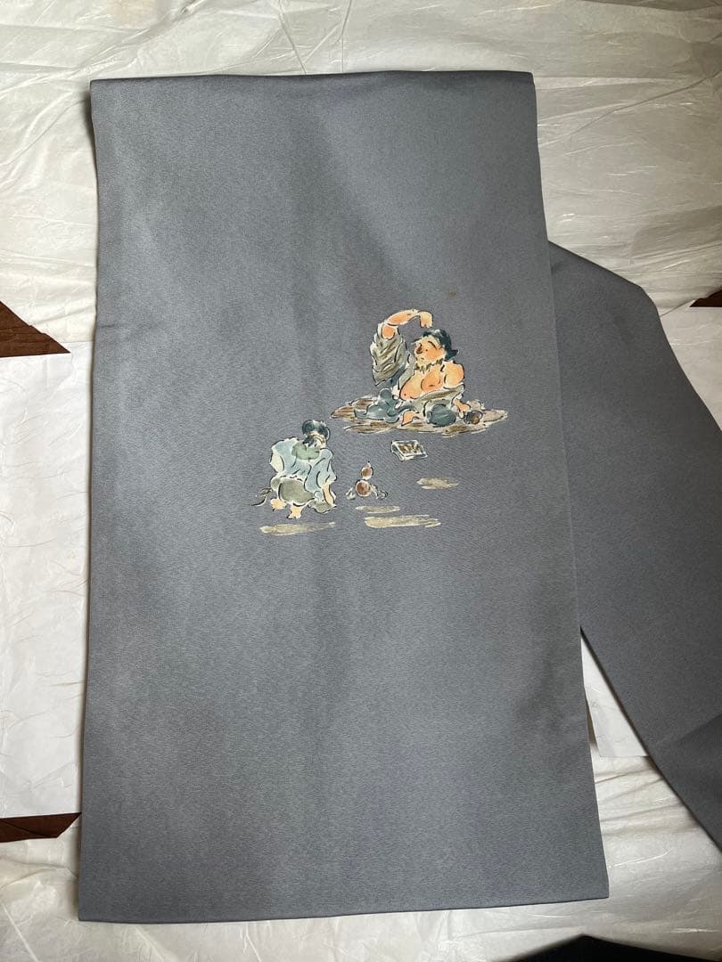 枝垂れ桜と鳥の紅型調型染め名古屋帯◇生成り色 未使用美品 染め帯