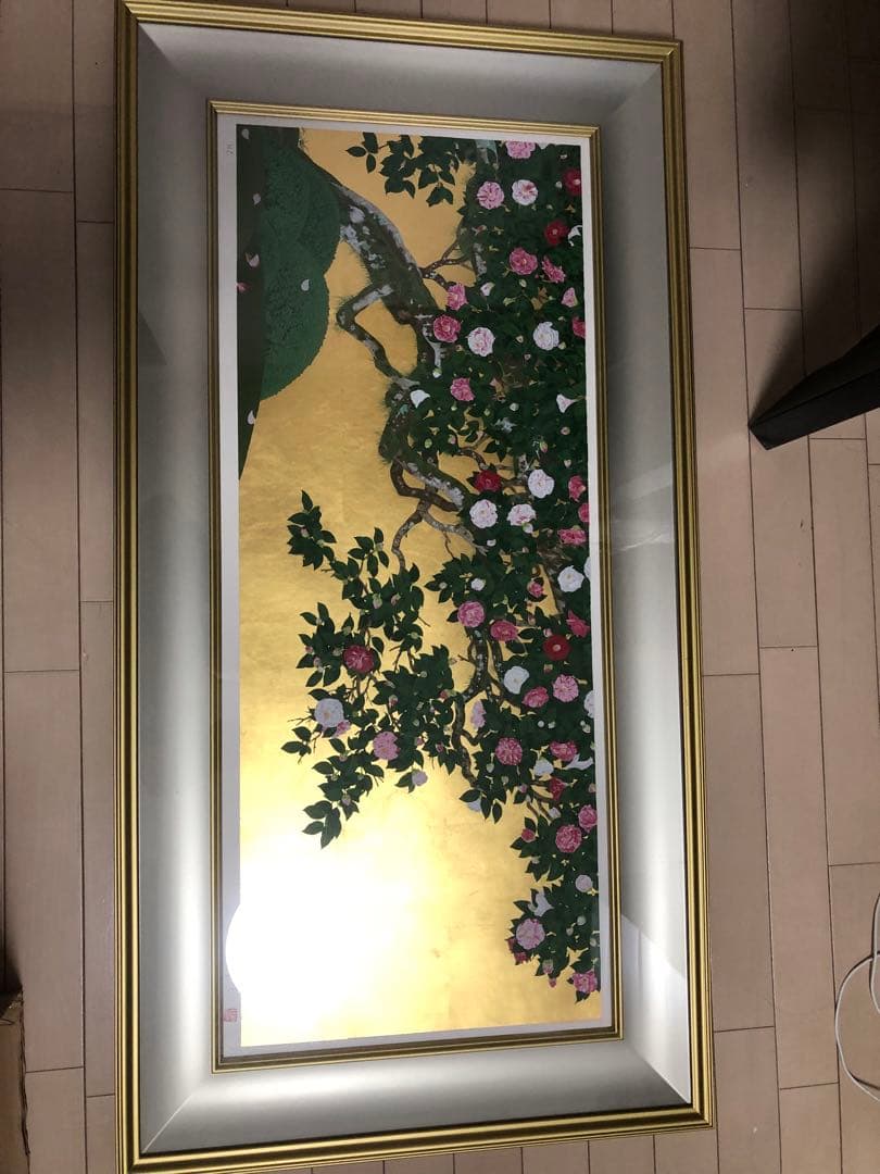 日本画家森田りえ子大型！版画柊野五色椿シルクスクリーン限定直筆