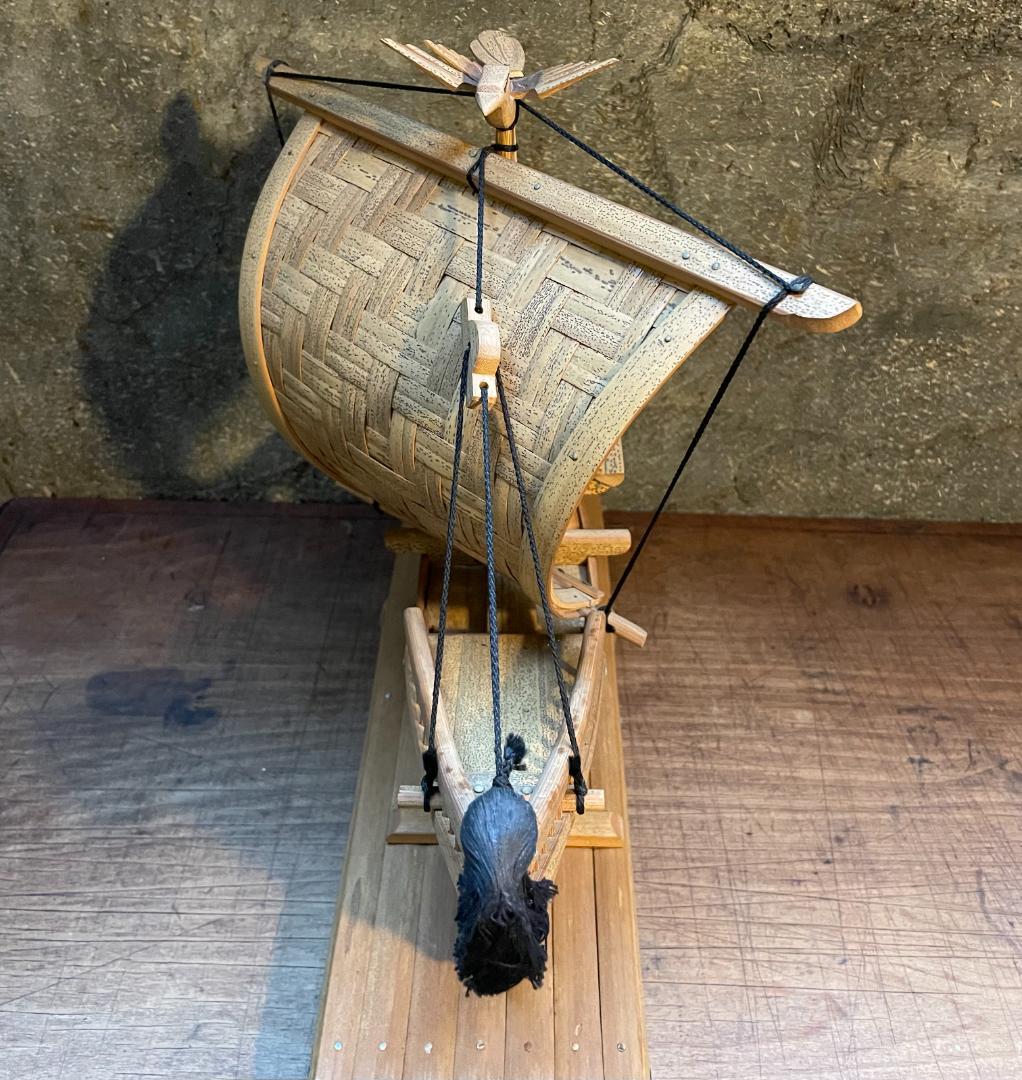 希少 帆船 模型 竹製 木造 宝船 和船 工芸品 舟 置物 ヴィンテージ