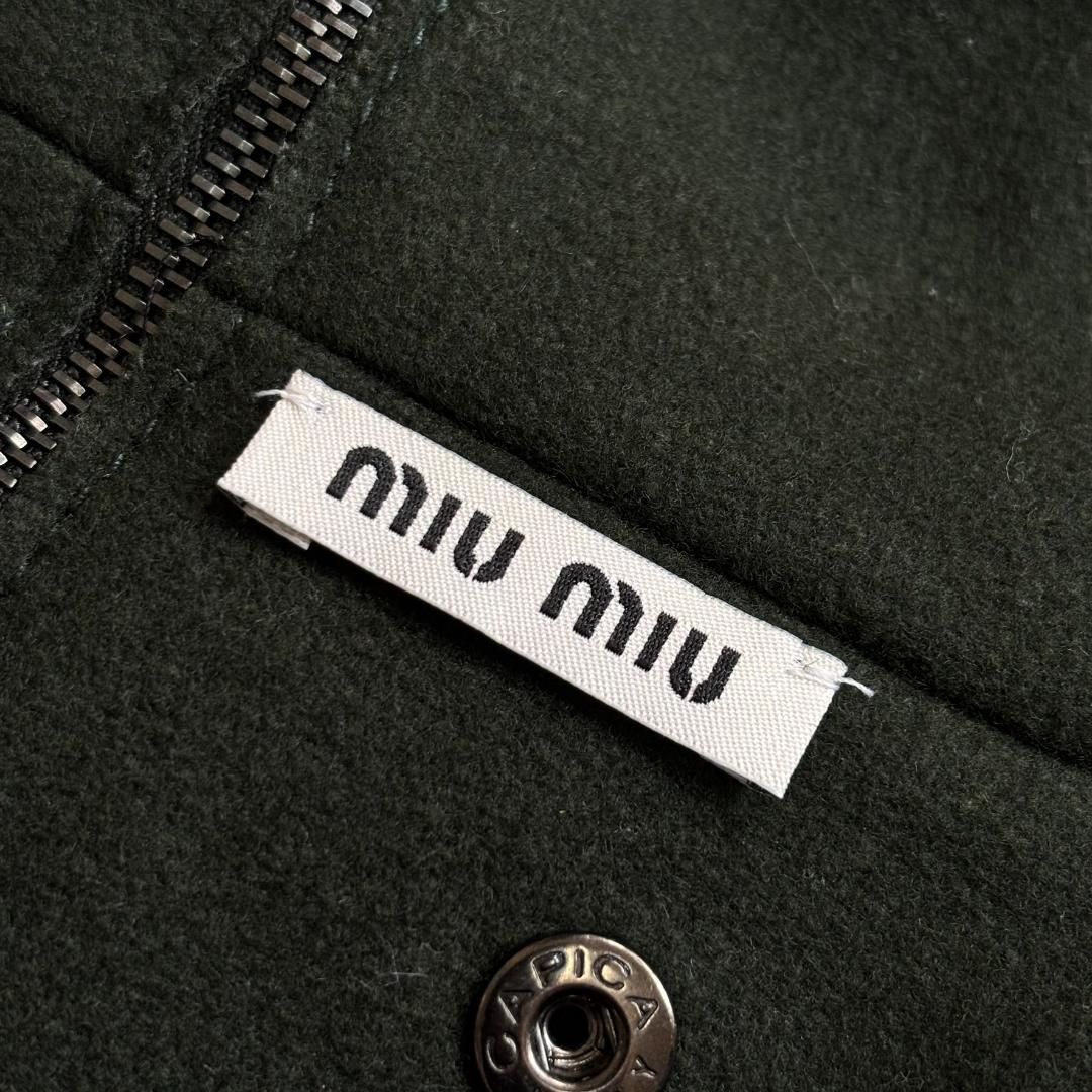 ミュウミュウ ウール フーデッドコート ライナー付 深緑 サイズ38 tr4