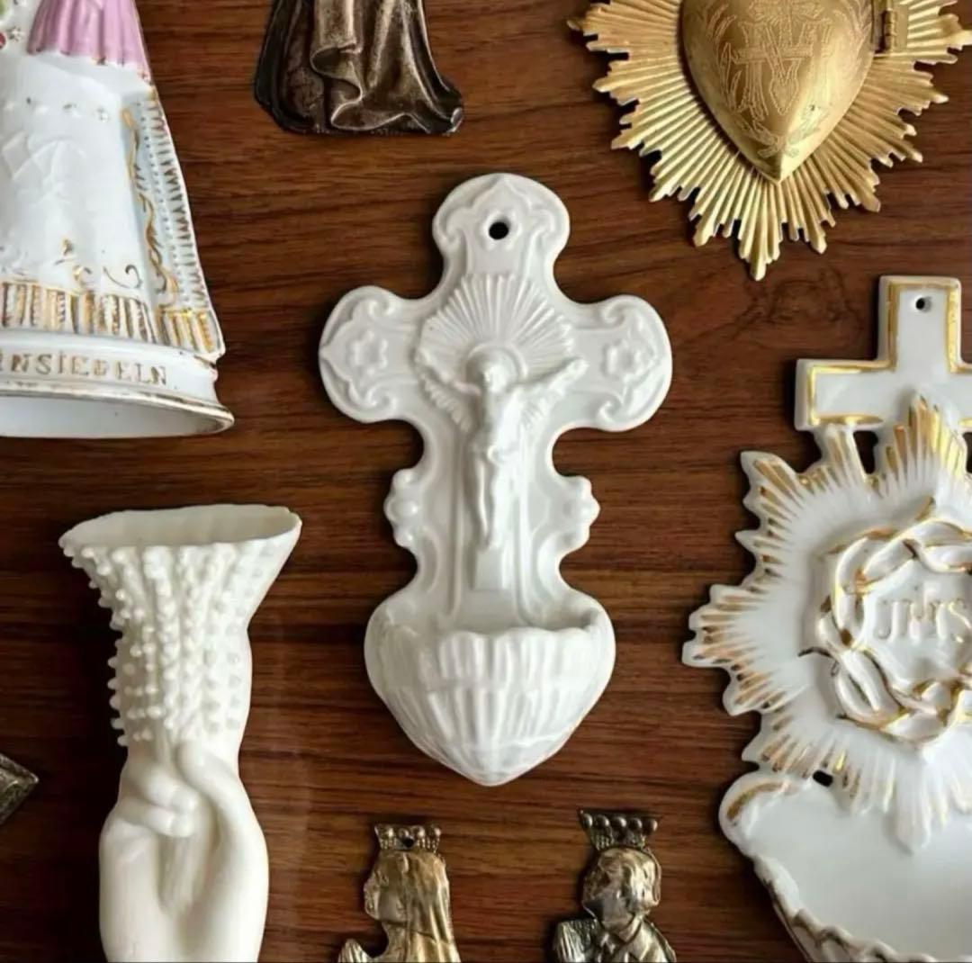 フランスアンティーク ♧ 十字架の聖水盤 16.3cm