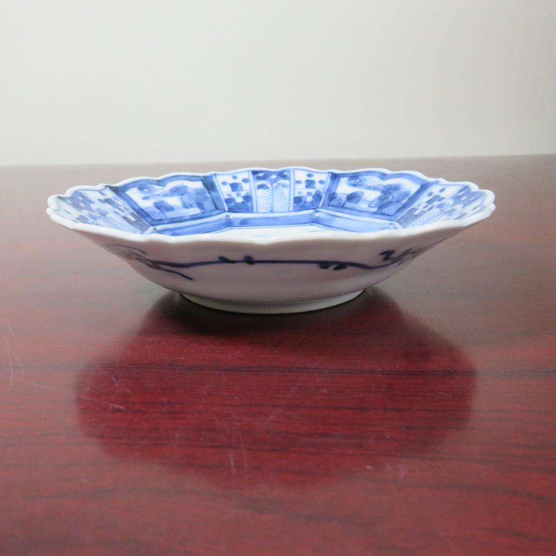 皿 4枚 染付 山水文様 幾何学 唐草 八角皿 変わり縁 - メルカリ