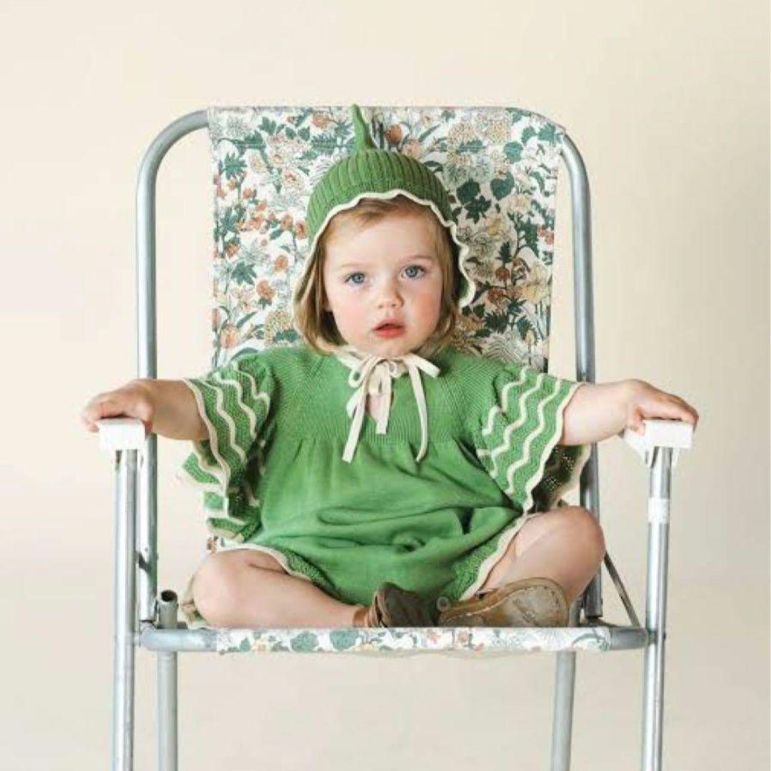 MABLI 23ss ロンパース ボンネット セット　コビト 小人 マブリ 緑 MABLI 23ss ロンパース ボンネット セット コビト 小人 マブリ 緑