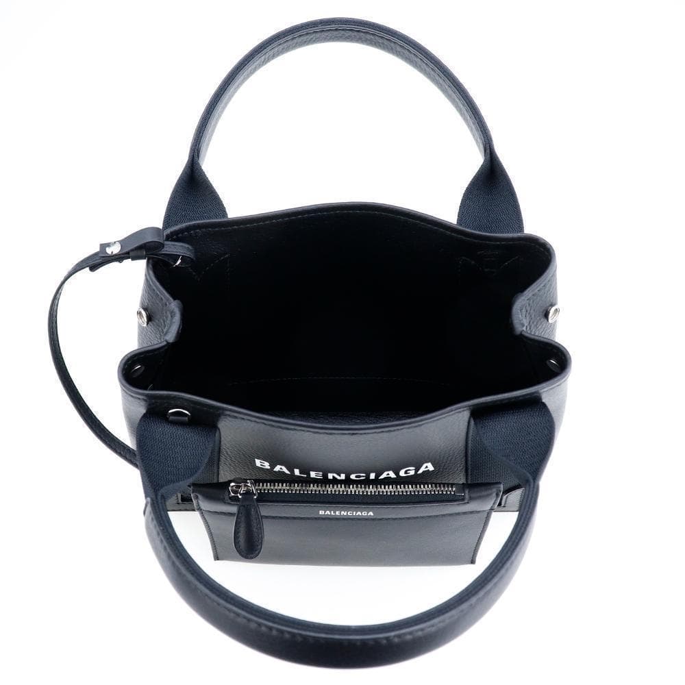 バレンシアガ ショルダーバッグ レザー 本革 ネイビーカバス XS 黒色