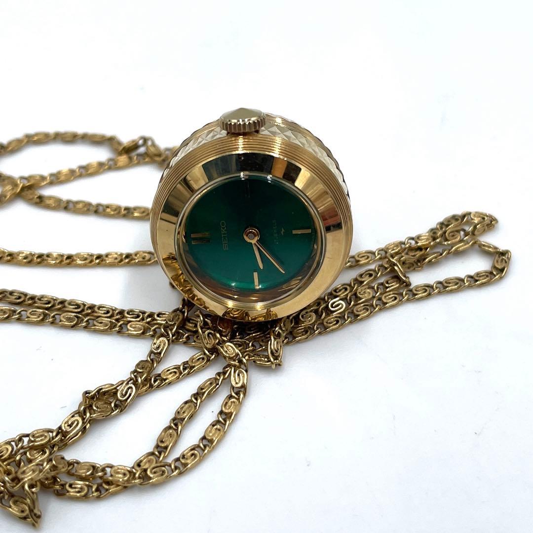 希少 SEIKO セイコー ネックレス 手巻き 17石 時計 稼働品 ゴールド
