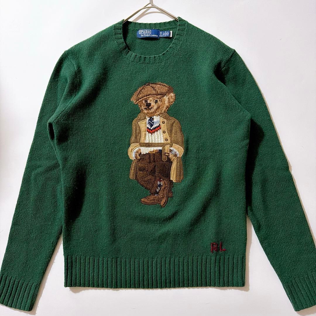 25年製✨️キャメル混 ラルフローレン ポロベア ウールカシミヤニット M相当 25年製✨️キャメル混 25年製✨️キャメル混 ラルフローレン ポロベア