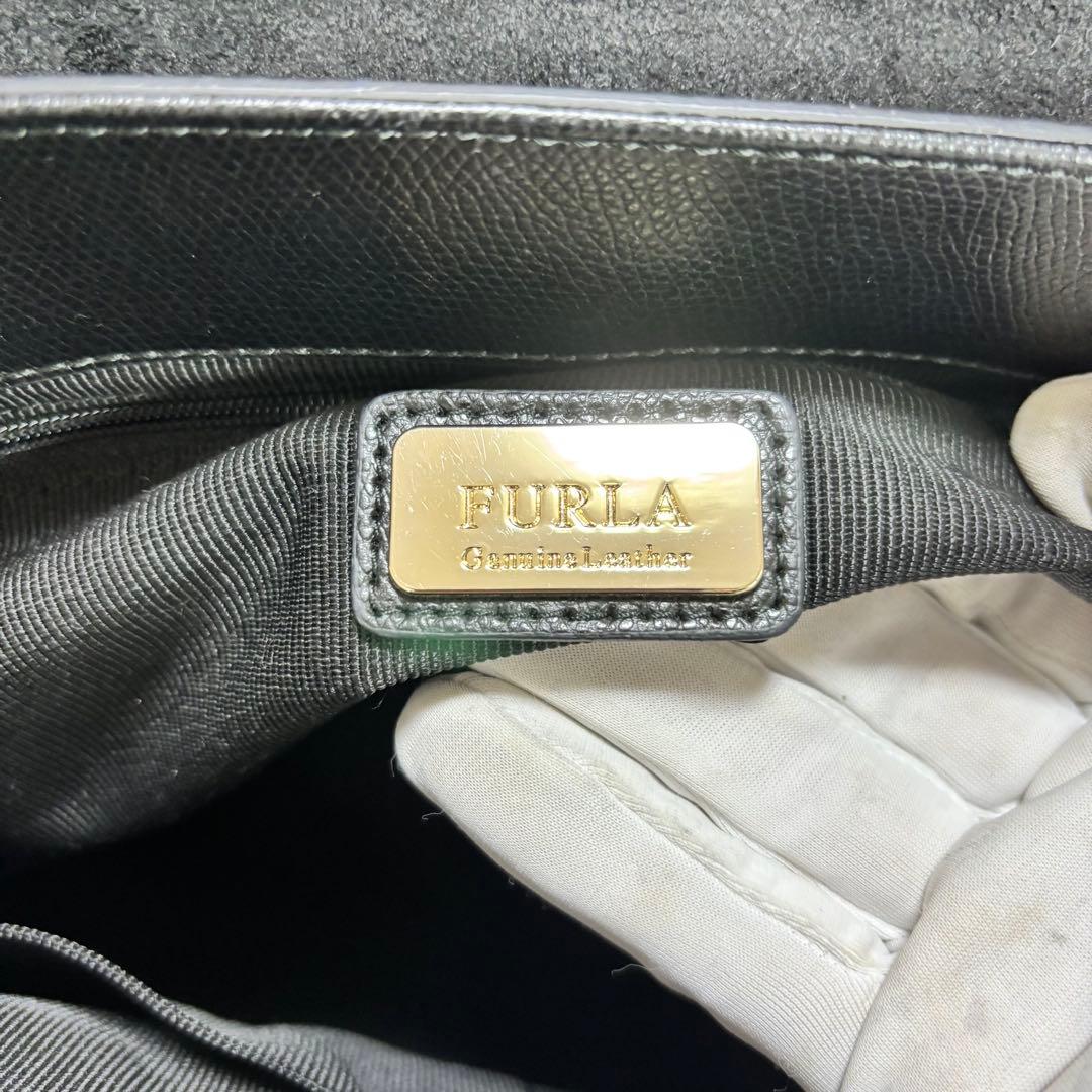 美品 FURLA フルラ レザー 2WAY ハンドバッグ ブラック 246572 - メルカリ