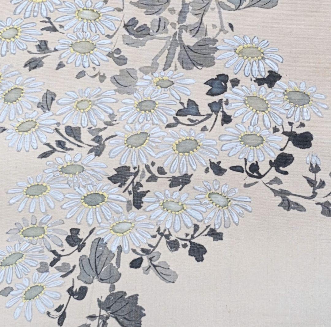 枝垂れ白菊図】周平 2724 掛け軸 肉筆