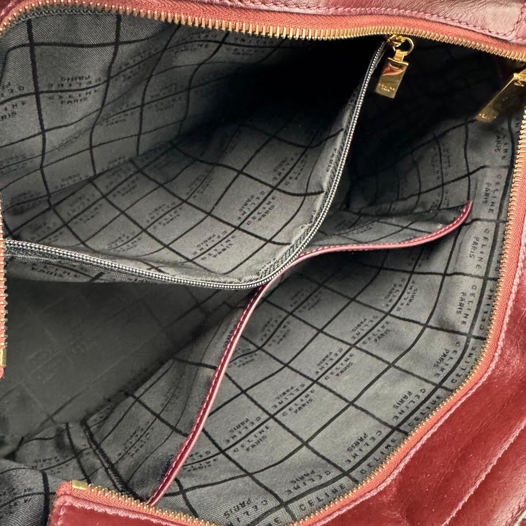 セリーヌ レザー カーフ ショルダーバッグ 斜めがけ A4可 ボルドー