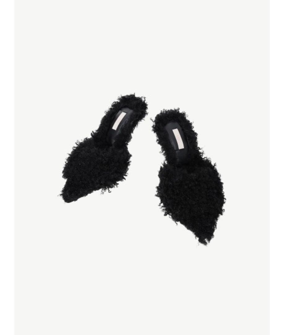 eimyファーオープントゥミュール ファーもこもこ黒 EMU Australia（エミュ オーストラリア） EMU エミュー ファーサンダル