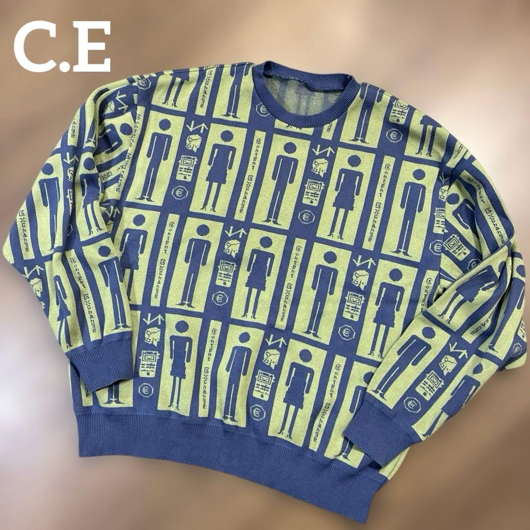 C.E CAVEMPT 総柄　ニット　グリーン　シーイー C.E CAVEMPT 総柄 ニット グリーン シーイー - メルカリ