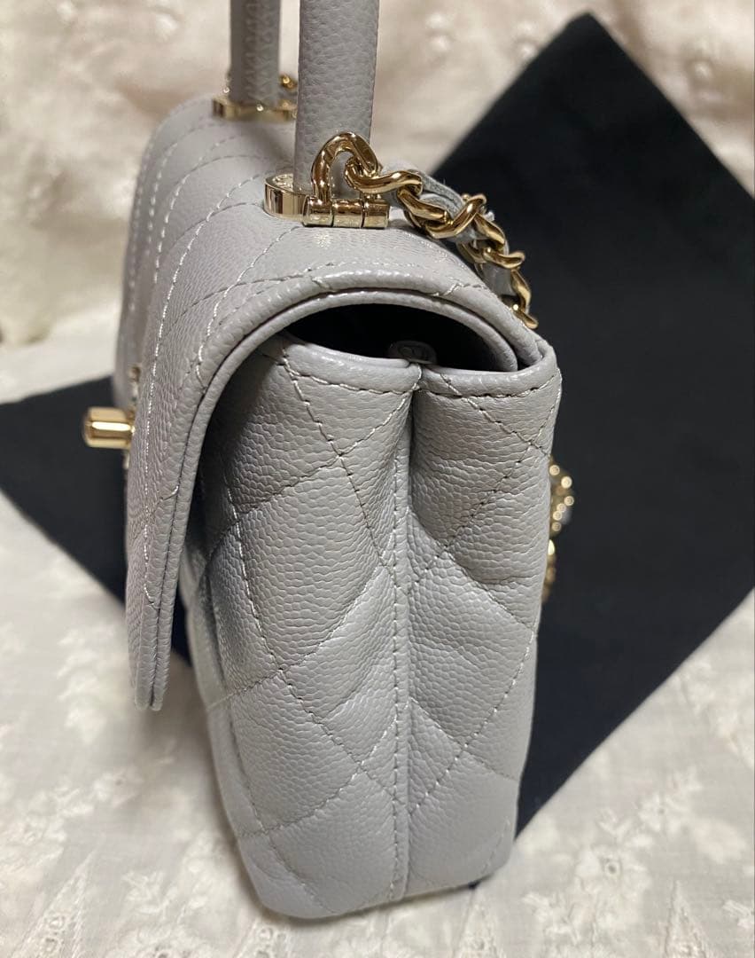 CHANEL シャネル ココハンドルミニ 14.5㎝ グレー - メルカリ