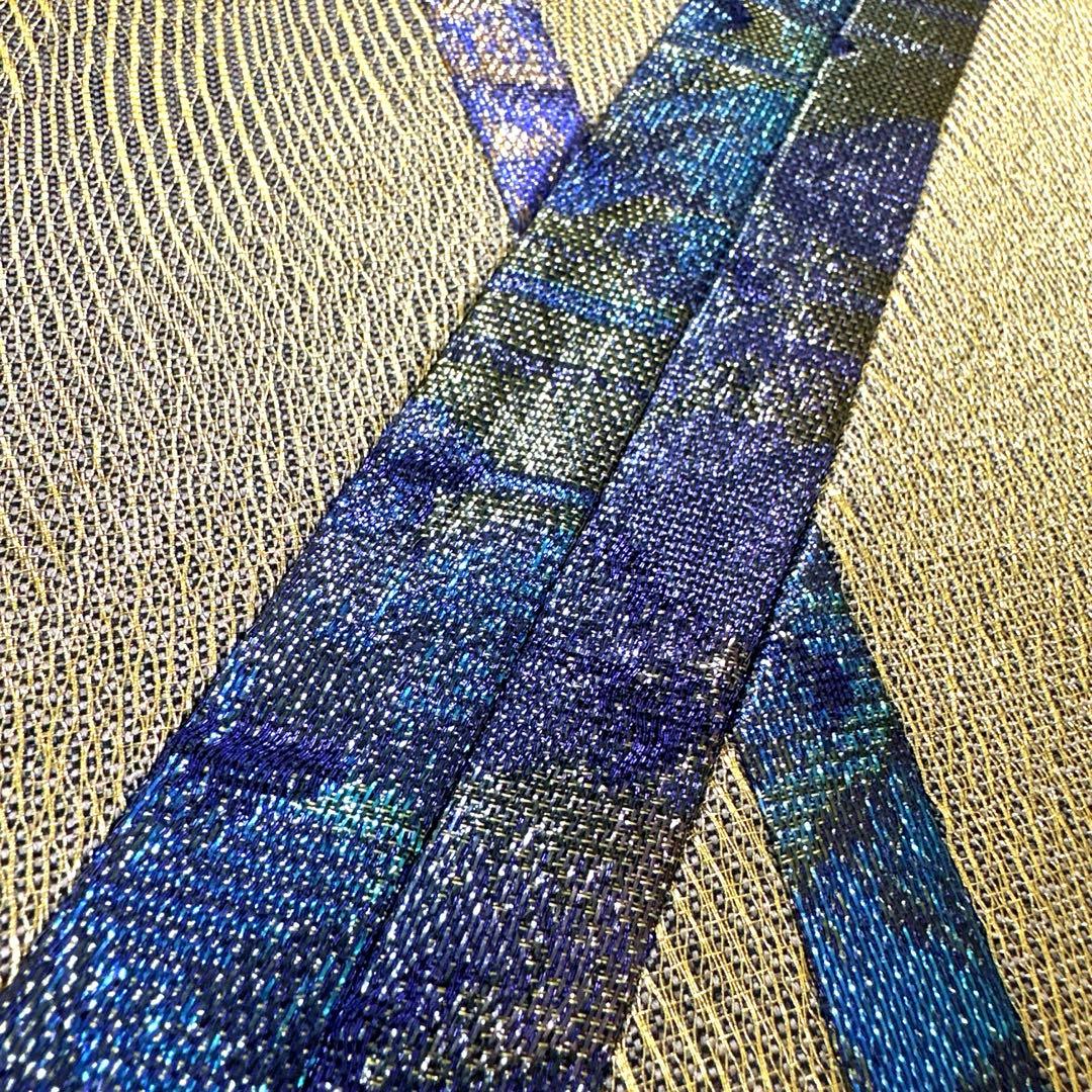 帯6325 ○高級 正絹 佐波理綴 織の宝石 ダイヤモンドカット 袋帯 きり