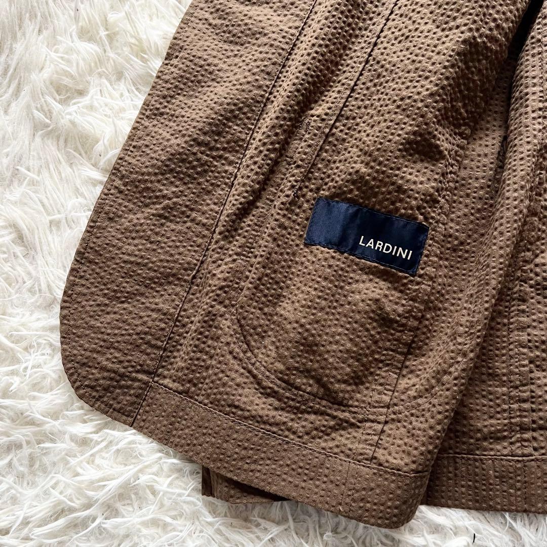 <美品>LARDINI 新ロゴ ブラウン シアサッカー ジャケット サイズ46 美品>LARDINI 新ロゴ ブラウン シアサッカー ジャケット サイズ46