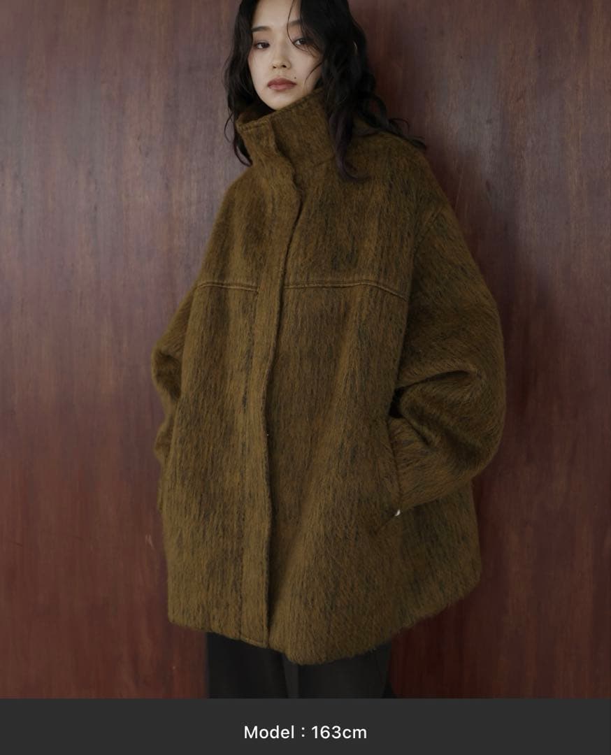 hellam シャギースタンドカラーコート マスタード hellam（ヘラム） ステンカラーコート コート シャギースタンドカラー