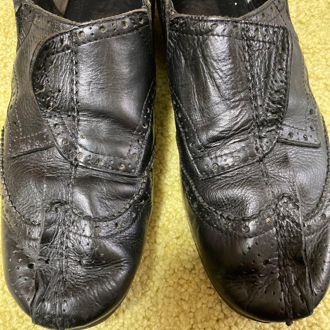 希少コムデギャルソントリコ メダリオンシューズ皺加工22黒
