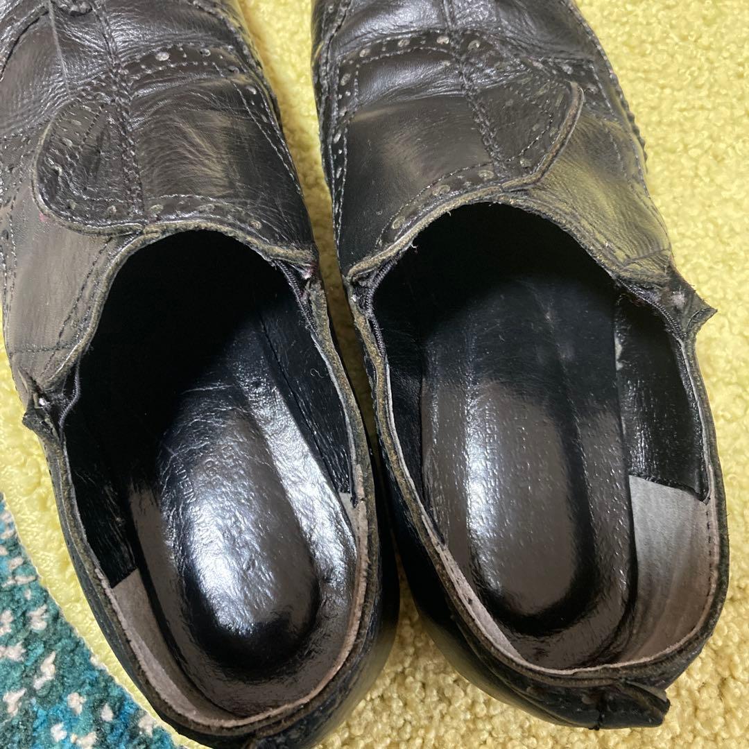 希少コムデギャルソントリコ メダリオンシューズ皺加工22黒