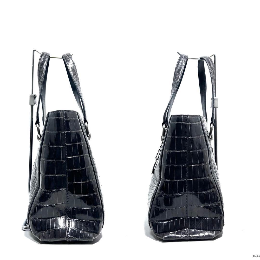 美品】JRA認定 日本製/sanpo 三宝/クロコダイルレザー/ハンドバッグ