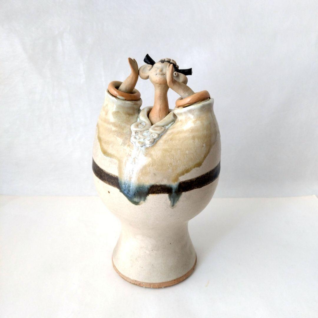 青芳人形 念ずれば花開く 砥部焼 青芳窯 森元青芳 創作人形 オブジェ