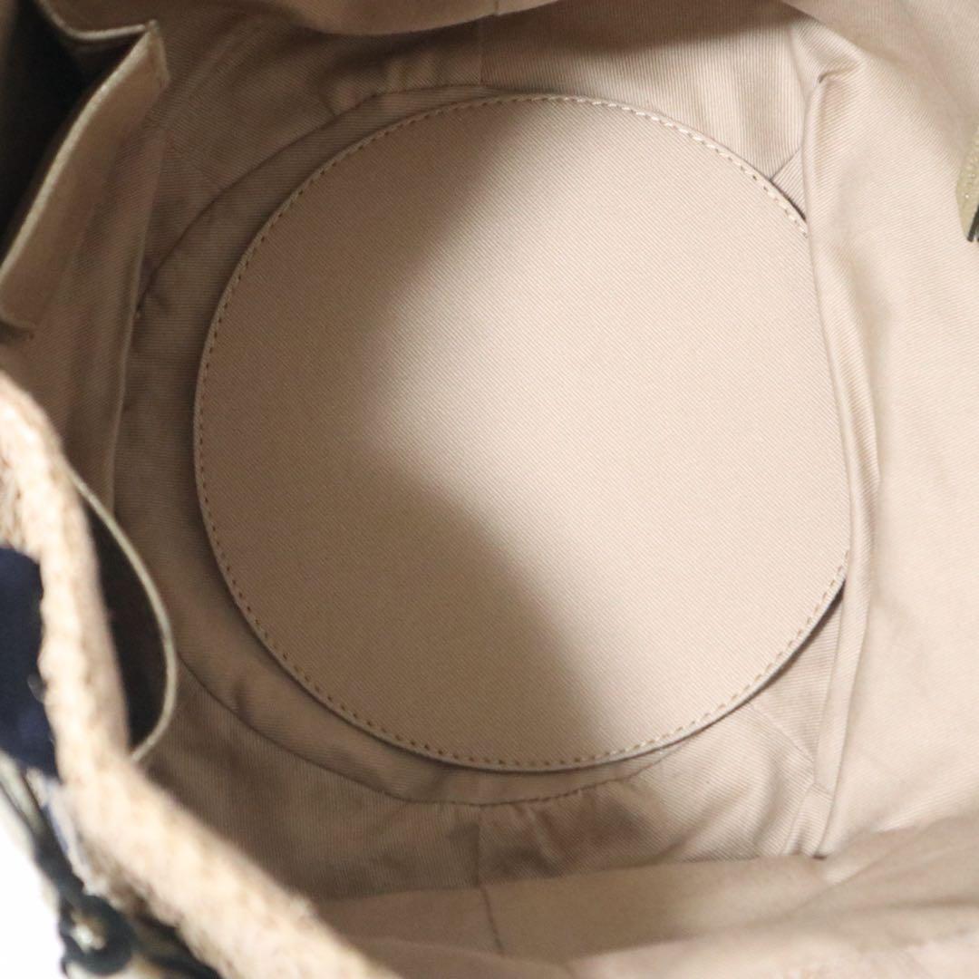 美品☆ヴィオラドーロ かごバッグ ラフィア タッセル ラメ ネイビー