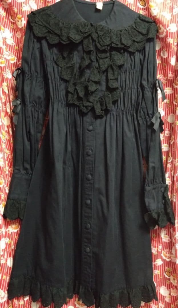 い*ご様 ワンピース・黒【説明文必読】morphose IEDIT[イディット] 美しい黒がつづく黒原着素材で作った カシュクール