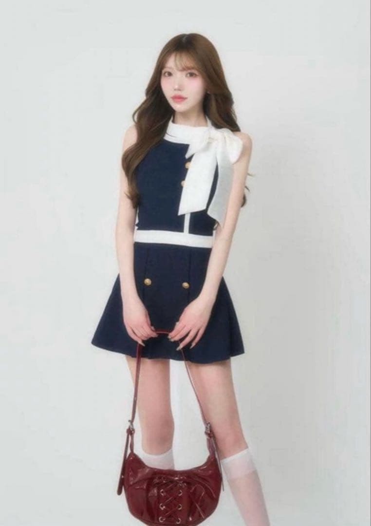 ベリアミミ BELEAR MIMI アメスリツイードミニワンピース ネイビー