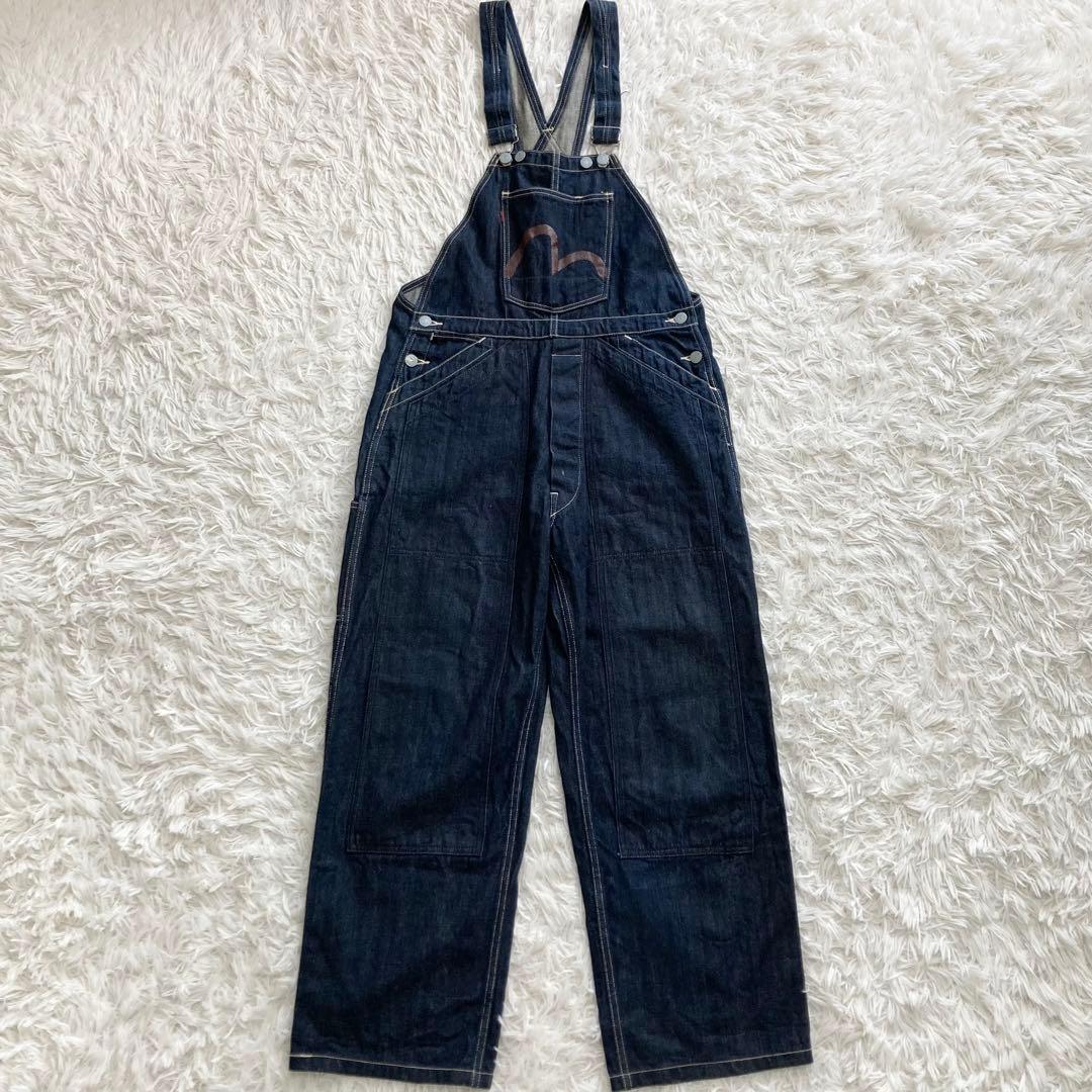 美品】EVIS デニム オーバーオール 道楽 カモメペイント 30 メンズ 青