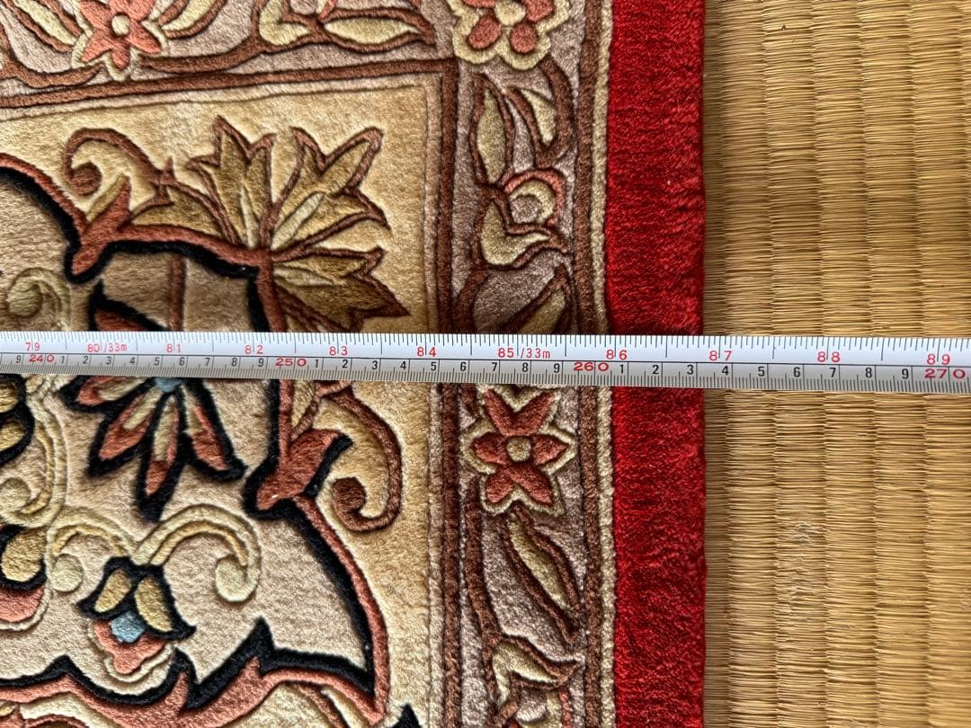 ペルシャ絨毯ラグ 約2.6mx3.6mフリンジ付き3枚 シルクのような光沢、ペルシャ柄のラグマット 約 195×250 cm 3畳｜輸入