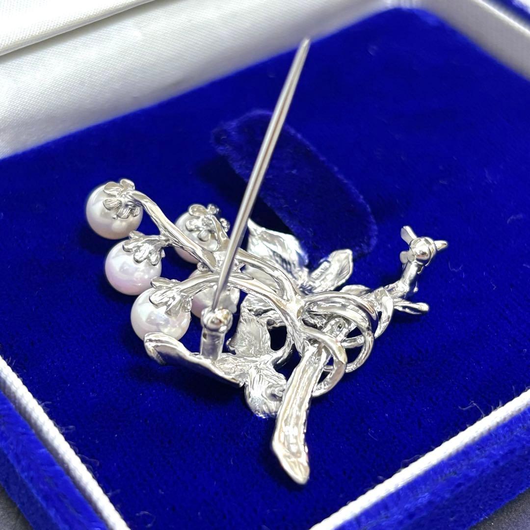 美品】 ブローチ ぶどう 真珠 シルバー パール 保証書有り